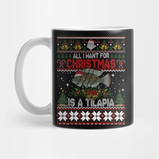 Funny Santa Hat I Want For Christmas Is A Tilapia Fish Mug